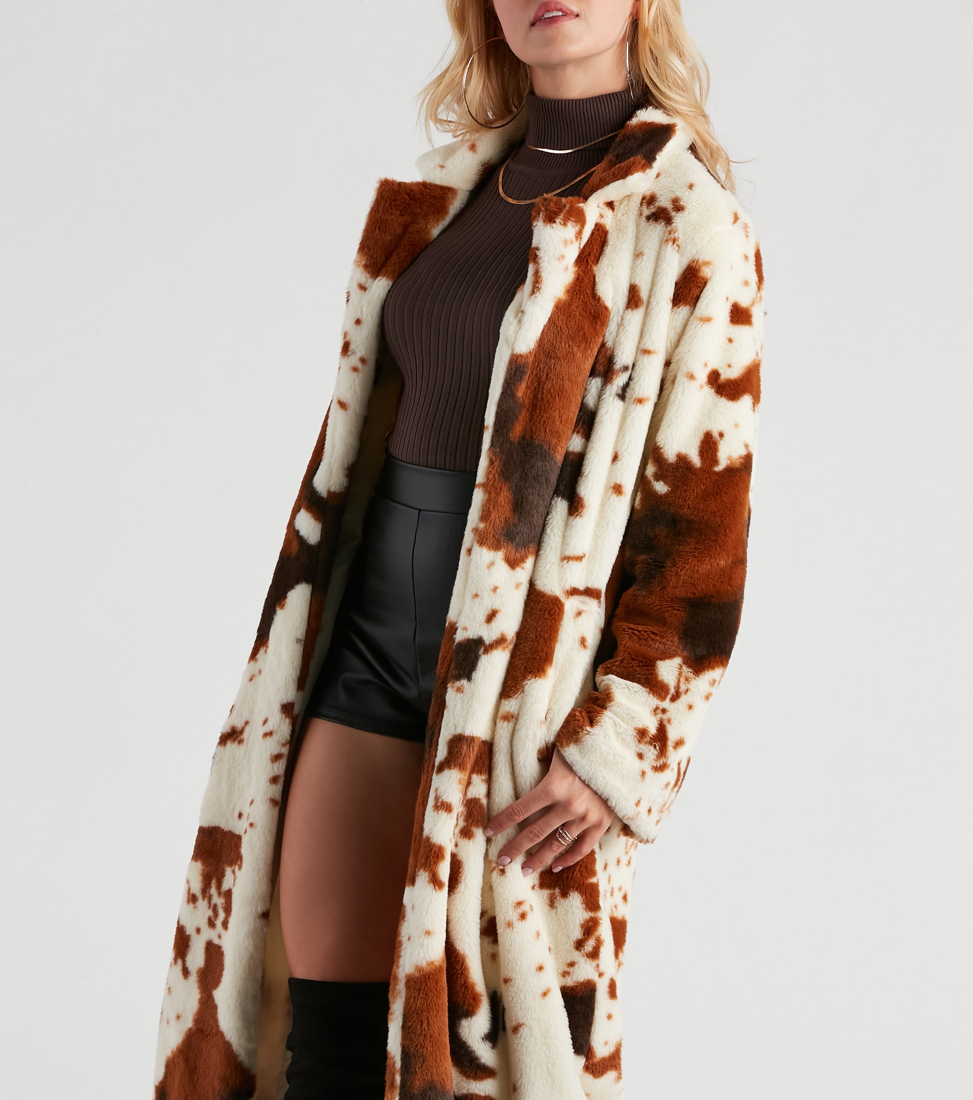 Cruella De Cow Faux Fur Long Coat