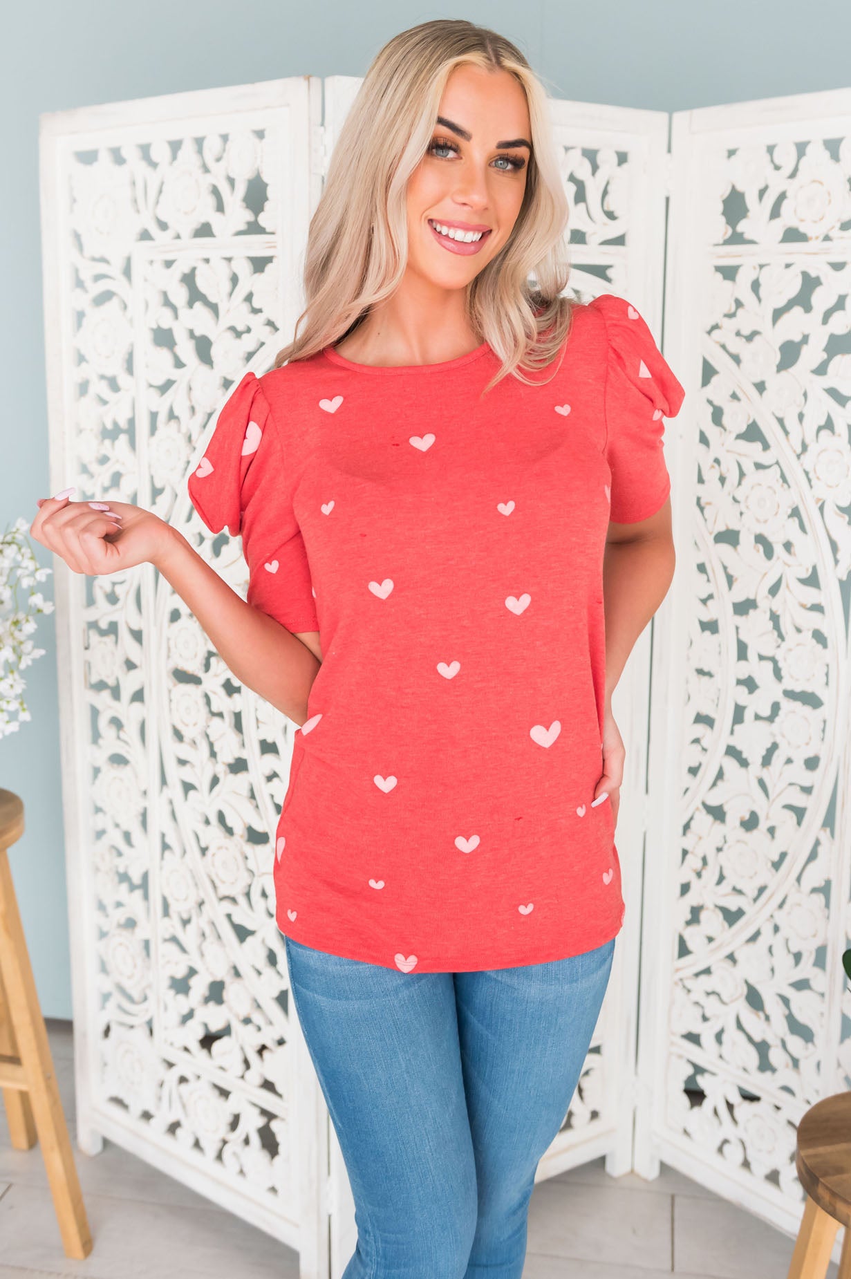 Shades of Hearts Modest Top