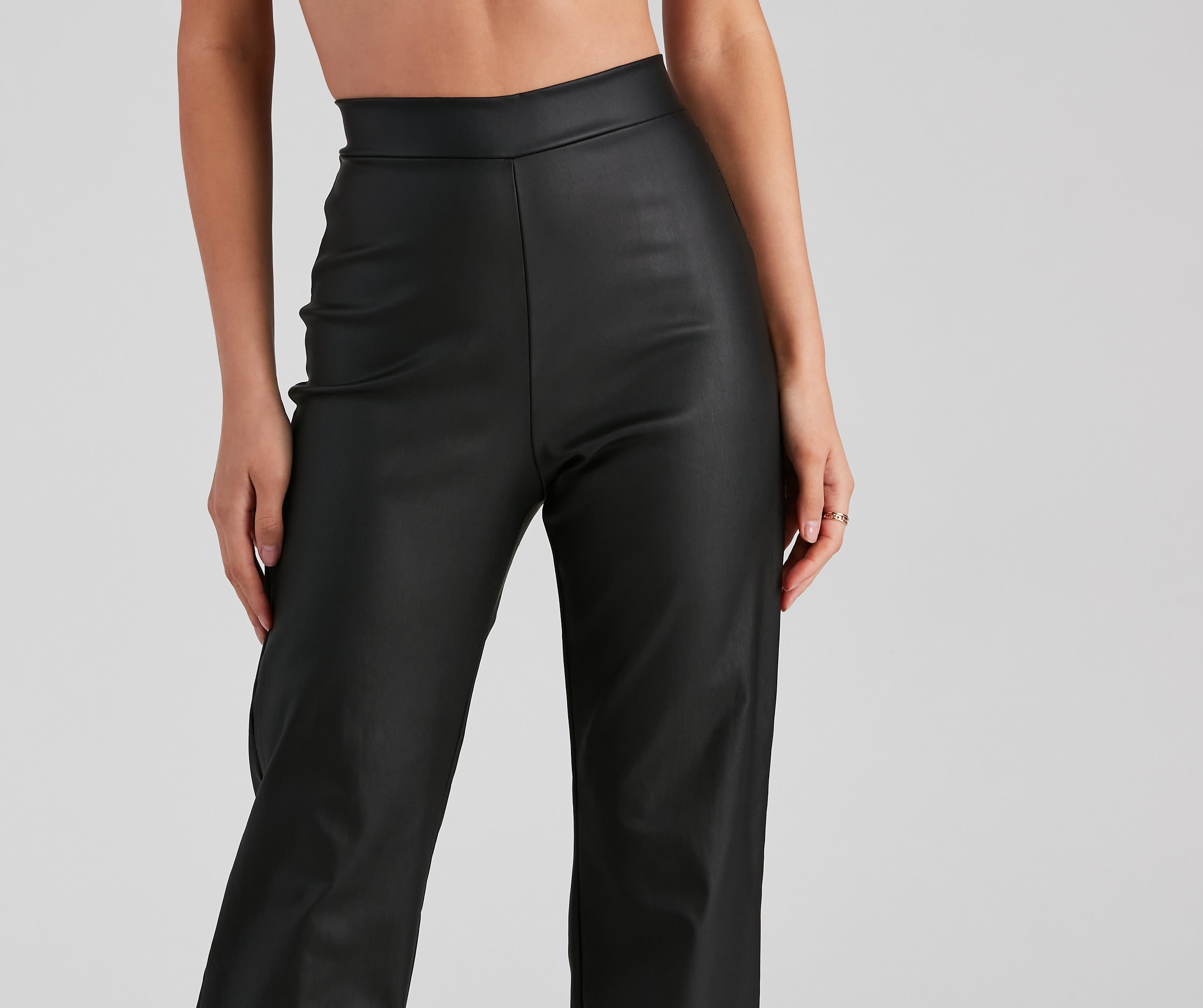 Stylish Ambition Coated Wide-Leg Pants