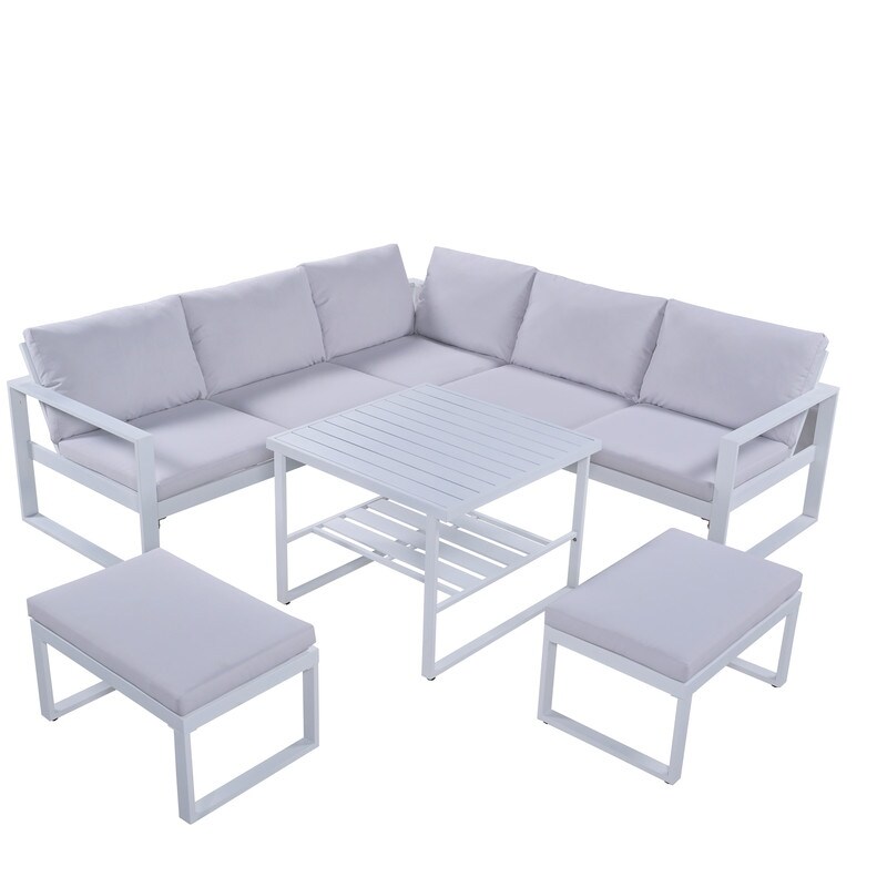 6 Piece Outdoor Patio Conversation Set Sofa Set With Metal Frame