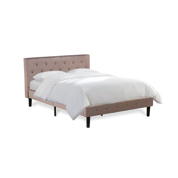 3 PC Queen Size Bed Set - Button Tufted Bed Frame --Brown Taupe Velvet Upholstered Headboard - Mahogany Finish Nightstand - - 34702907