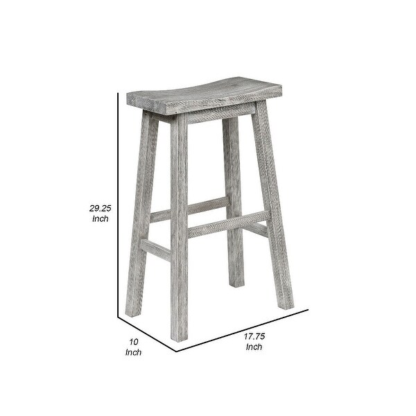 Saddle Design Wooden Barstool with Grain Details - 29.25 H x 17.75 W x 10 L Inches