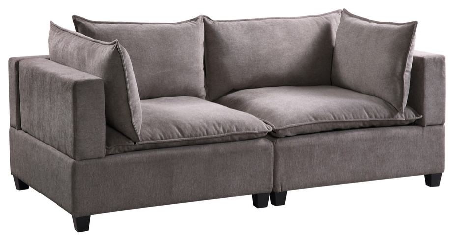 Lilola Home Madison Light Gray Fabric Loveseat   Modern   Loveseats   by PARMA HOME  Houzz