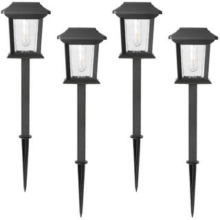 Hampton Bay Solar 15 Lumens Black Outdoor Integrated LED Path Light (4-Pack) WeatherWaterRust Resistant 93192