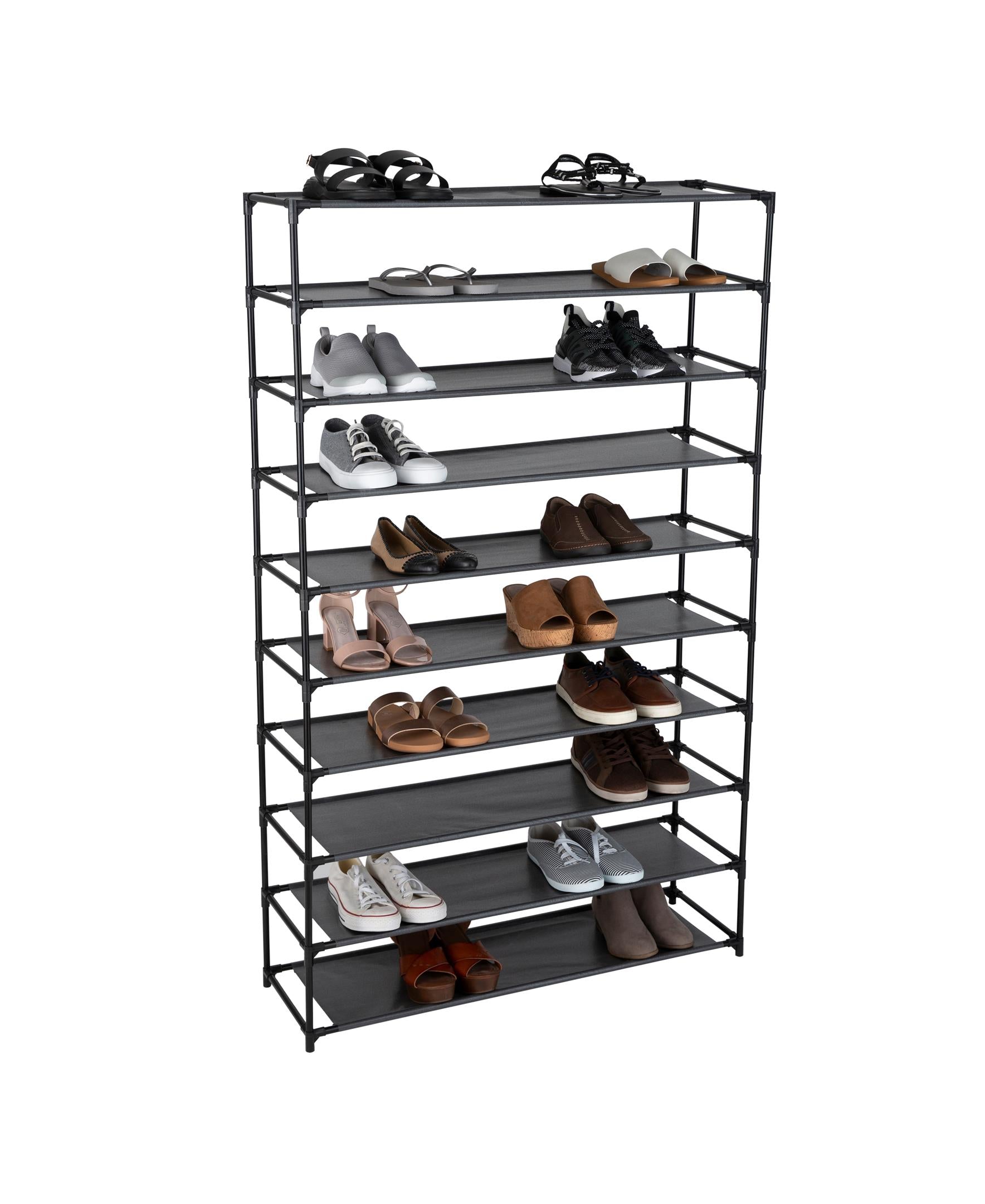 Simplify 10-Tier 50 Pair Shoe Rack, Grey