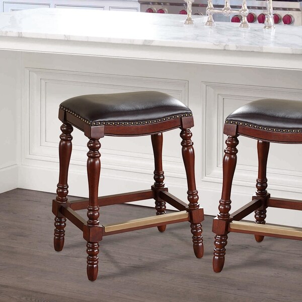 Cordale Faux Leather Saddle Seat Counter Stool by Greyson Living