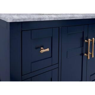 Home Decorators Collection Sturgess 43 in. W x 22 in. D x 35 in. H Open Shelf Vanity in Navy Blue with White Marble Vanity Top 19111S-VS43C-NB