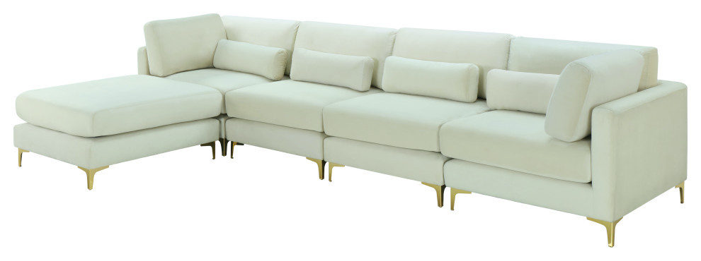 Julia Velvet Upholstered L Shaped Modular Sectional   Midcentury   Sectional Sofas   by Meridian Furniture  Houzz