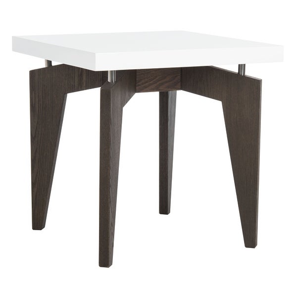 SAFAVIEH Mid-Century Modern Josef White/ Dark Brown Lacquer End Table - 19.6