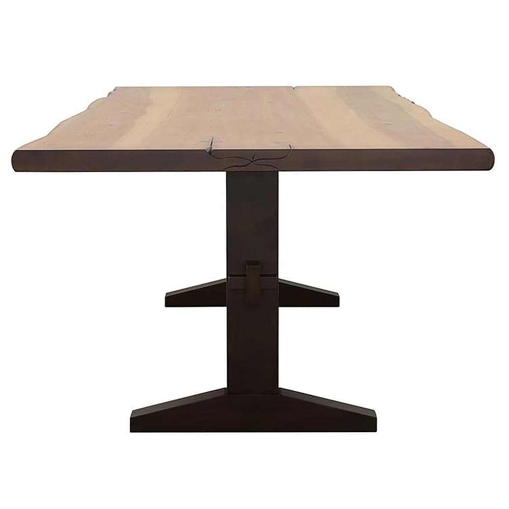 Coaster Furniture Bexley Live Edge Trestle Dining Table Natural Honey and Espresso   90.00'' x 42.00'' x 30.00''