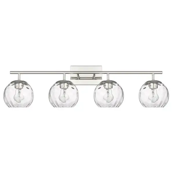 Mackenzie 4-light Polished Nickel Bath/ Vanity Fixture w/ Water Glass