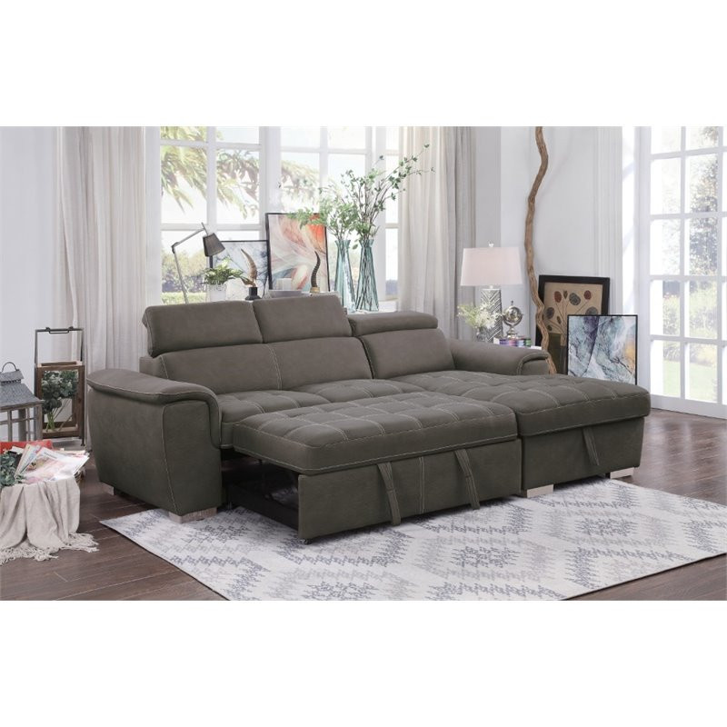 Elenor 2 Piece Set Sectional Sofa With Pull Out Bed And Storage   Contemporary   Sectional Sofas   by Homesquare  Houzz