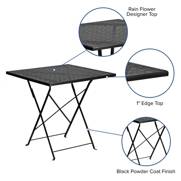 Square Indoor outdoor Steel Folding Patio Table