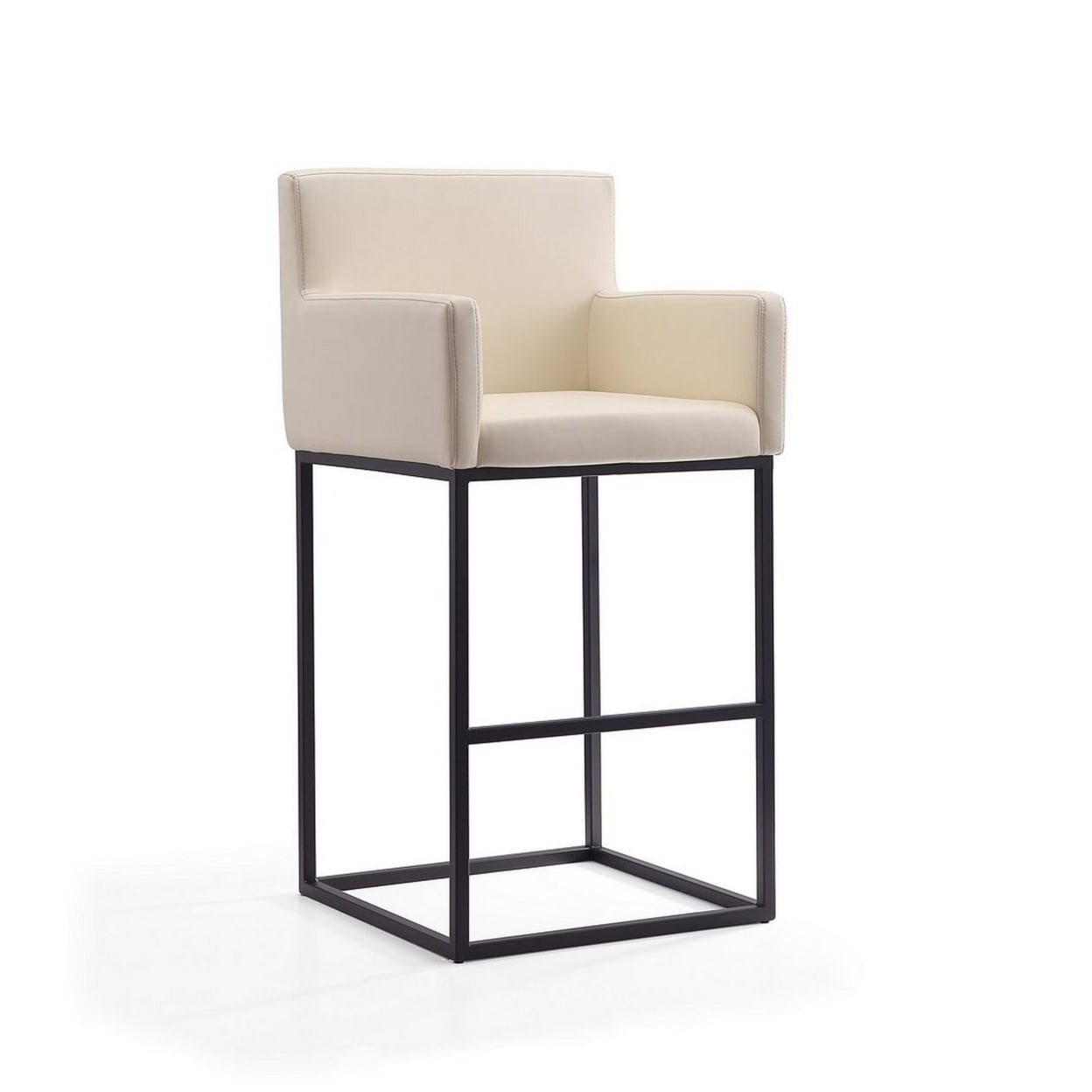 Ambassador 42 in. Cream and Black Metal Barstool (Set of 2)