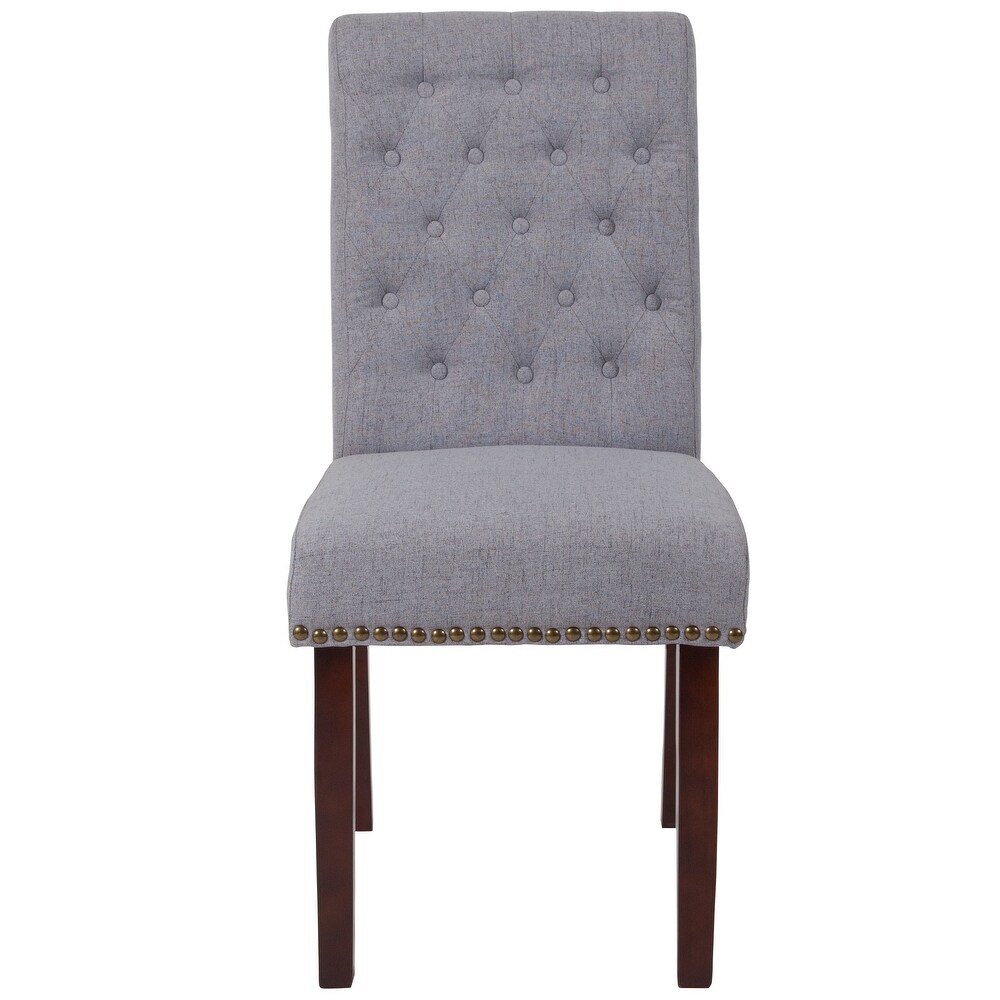 Button tufted Wood Parsons Chair