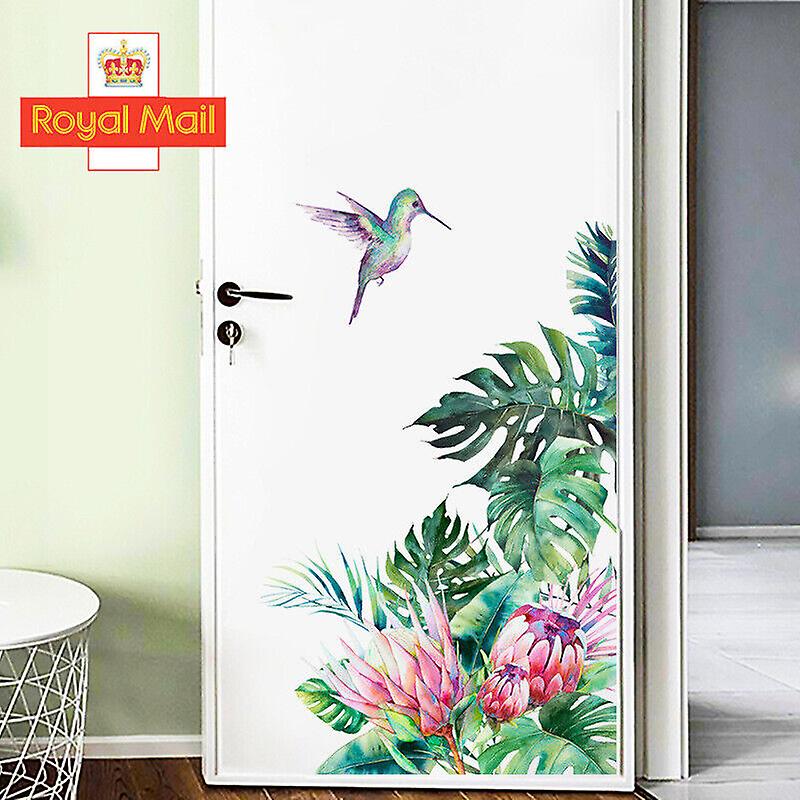 Pvc Tropical Plant Wall Stickers Decal Nursery Art Green Leaves Mural Home Decor