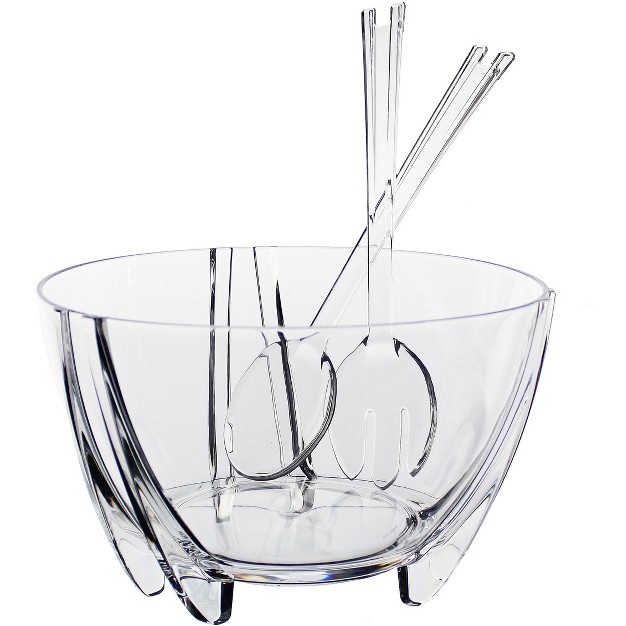 Prodyne Acrylic Salad Bowl W servers Clear 6 Quarts