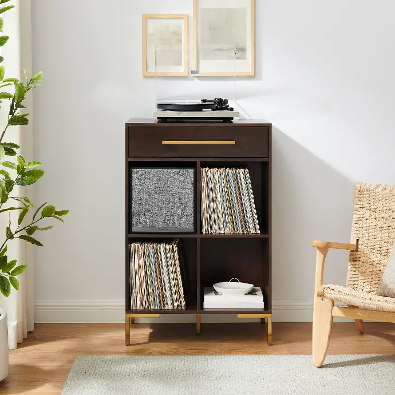 Juno Brown Storage Cube Bookcase with Speaker