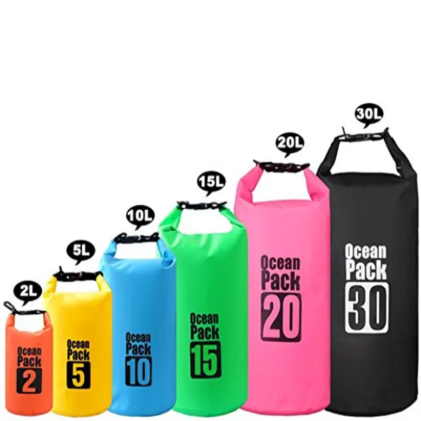 Durable Camping Hiking Boating Ocean Pack Sport Beach Gear 500d Pvc 2l 5l 10l 20l Waterproof Dry Bag