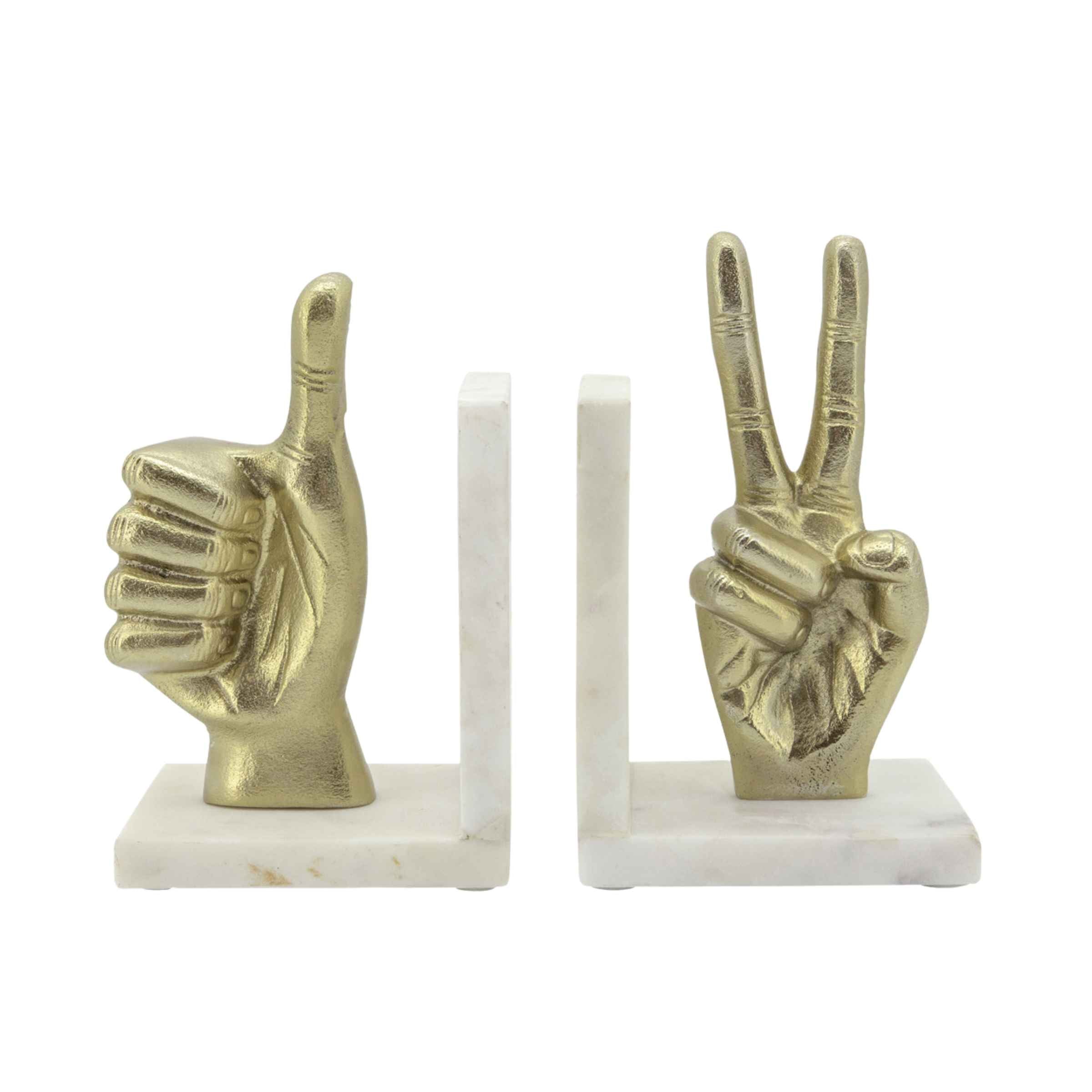 Set Of 2 Hand Sign Bookends - Gold 15670-02