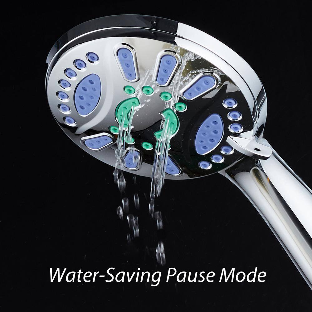 Aquastar Antimicrobial 6-Spray 4.3 in. High Pressure Single Wall Mount Handheld Adjustable Shower Head in Chrome 6730