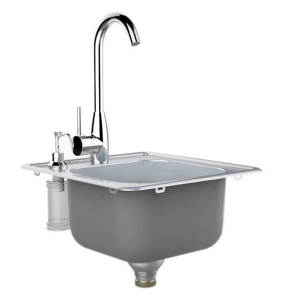 Sunstone 17 in. 304 Stainless Steel Single Sink with Cold and Hot Water Faucet A-SS17