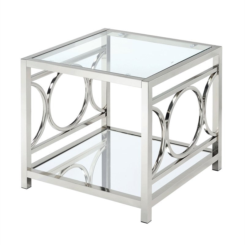 Furniture of America Beller 2-Piece Metal Coffee Table Set in Chrome