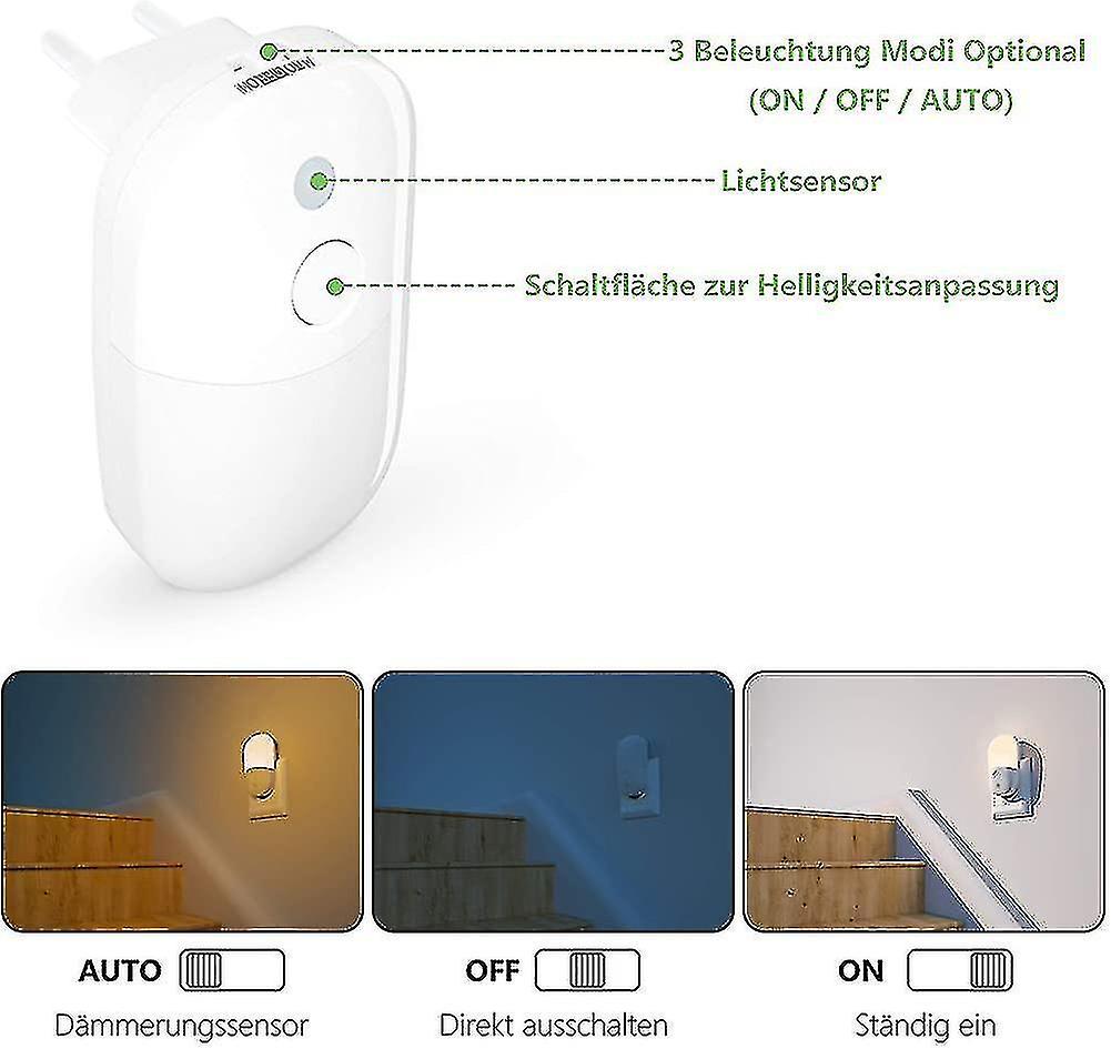 Night Light Socket With Twilight Sensor and Brightness Adjustable Warm White Led