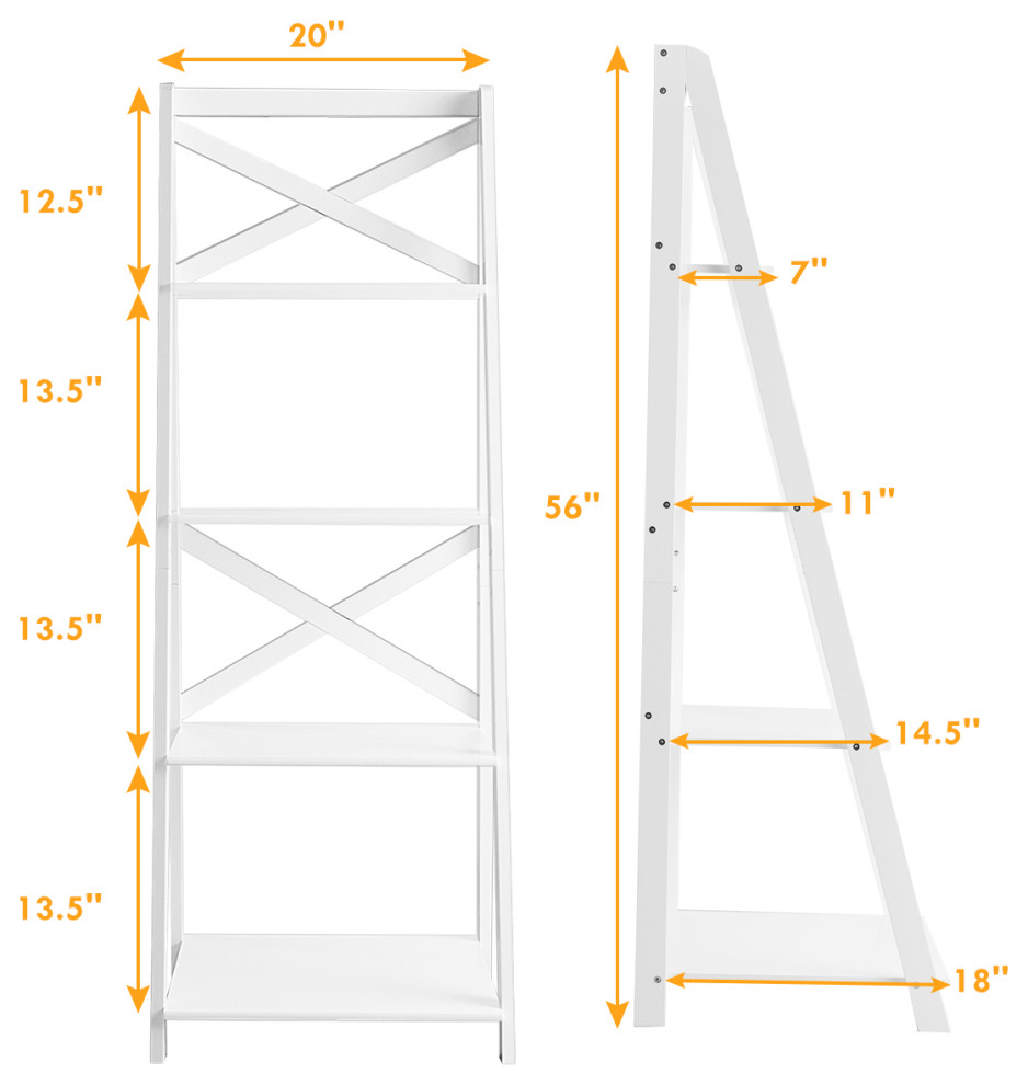 Costway 2PCS Ladder Shelf 4 Tier Bookshelf Bookcase Storage Display Plant   Contemporary   Bookcases   by Costway INC.  Houzz