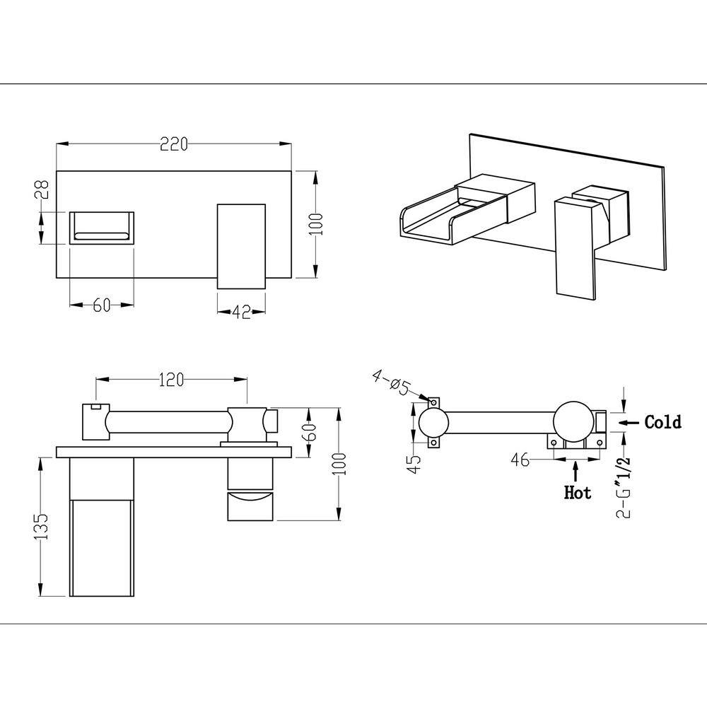 Hlihome Single Handle Wall-Mounted Bathroom Faucet in Matte Black DK-9018-MB