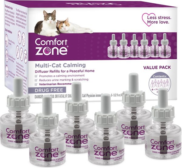 Comfort Zone Multi-Cat Calming Diffuser Refill for Cats， 30 day