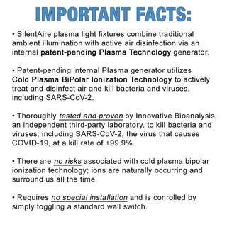 SILENTAIRE Plasma Air Purifier 12 in. Universal Ceiling Mount System H1N1  STA 8032 Certified 400 sqft Two Working Modes 120-277V 559051000