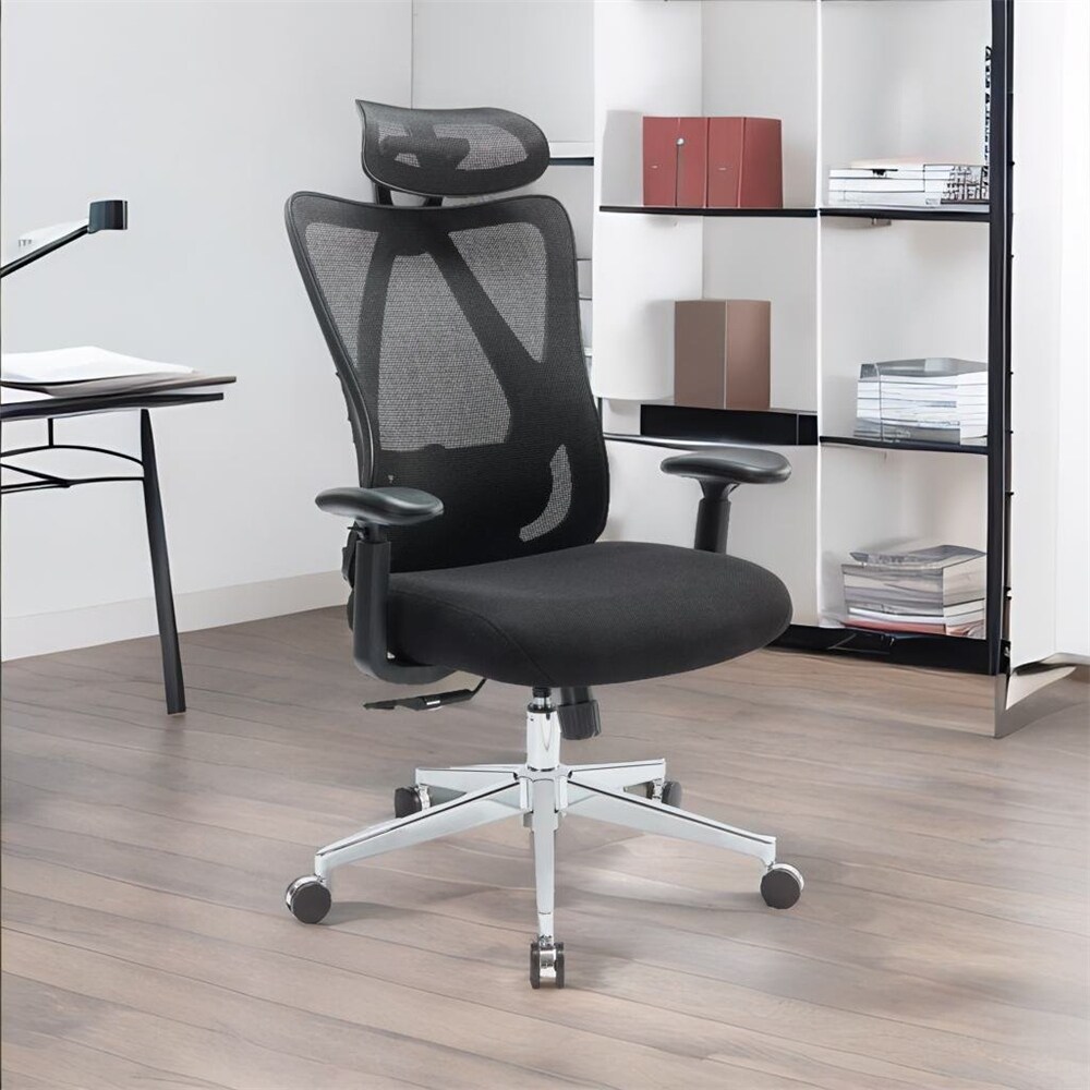 High Back Office Chair with Adjustable Headrest and Waistrest Mesh