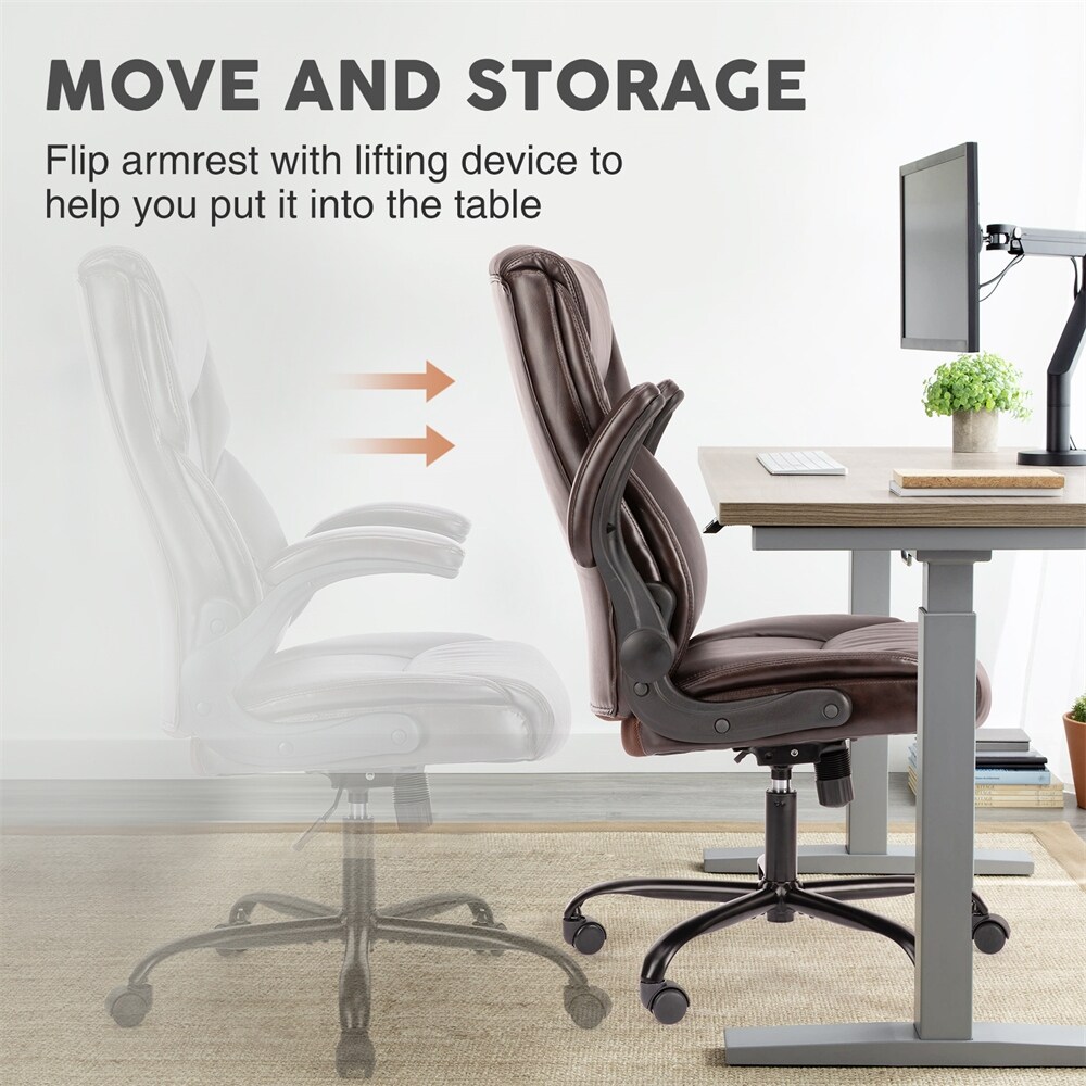 Ergonomic Office Chair with High Back  Flip Up Armrest and Adjustable