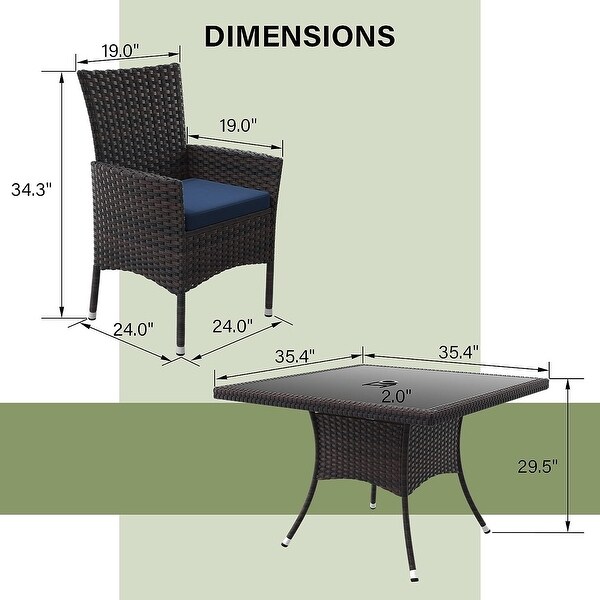 Kullavik Outdoor Dining Set，Rattan Patio Furniture Dining Table and Chairs