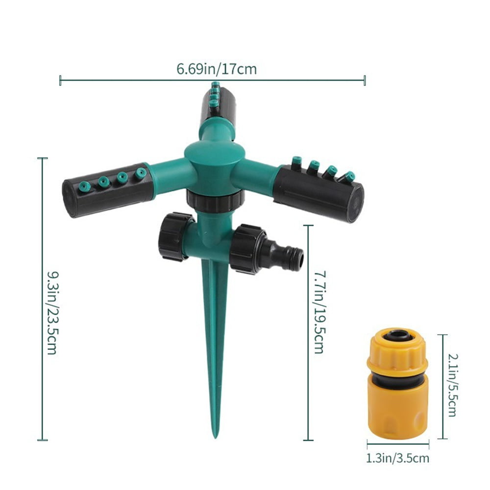 HDS Ground Sprinkler 360 Degree Automatic Rotating Sprinkler Patio Lawn Plug-in Irrigation System Hose Connection