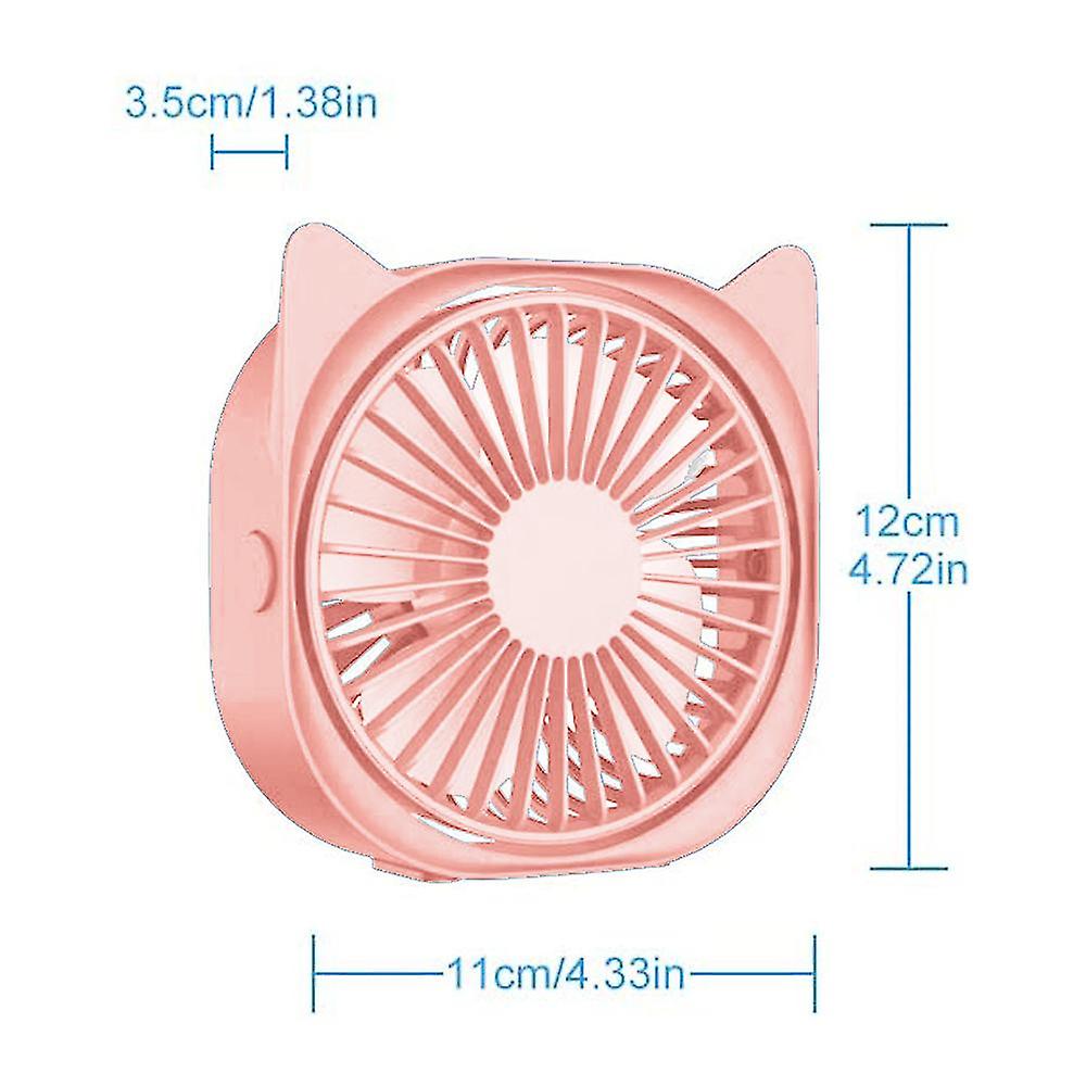 Small Personal Usb Desktop Cat Ear Fan， 3-speed Portable Desktop