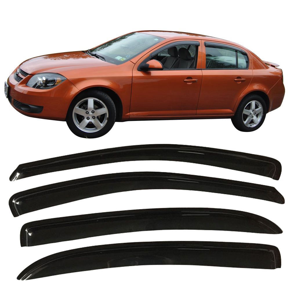 Ikon Motorsports Compatible with 05-10 Chevy Cobalt Sedan Acrylic Window Visors Vent Windshield Deflector Rain Guard 4Pc Set Outside Mount 2005 2006 2007 2008 2009 2010