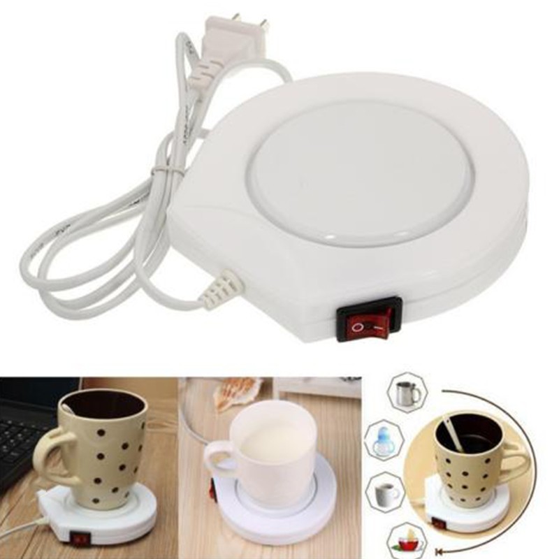 LIKEM 220v Portable White Electric Powered Cup Warmer Pad Coffee Tea Milk Mug Heater