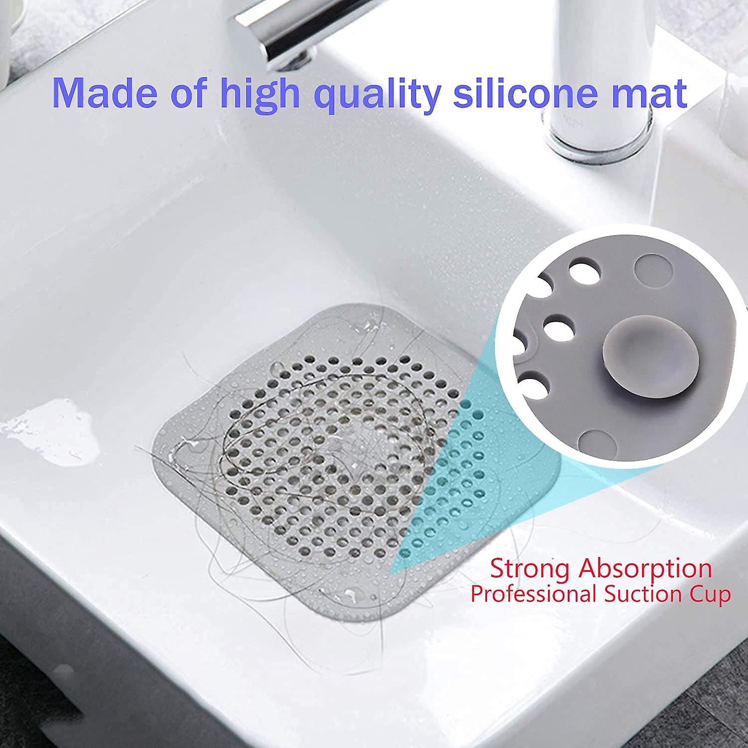 Hair Catcher，square Drain Cover Silicone Drain Tub Stopper，for Bathtubs and Showers，filter Shower Drain Protection Flat Strainer Stopper With Suction Cu