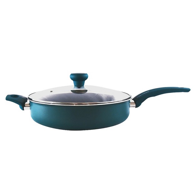 Taste Of Home 4 qt Non stick Aluminum Saut Pan With Lid And Helper Handle Sea Green