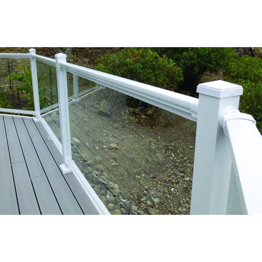 EZ Handrail 3 in. x 3 in. x 44 in. White Aluminum Post with Welded Base EZPCW-W