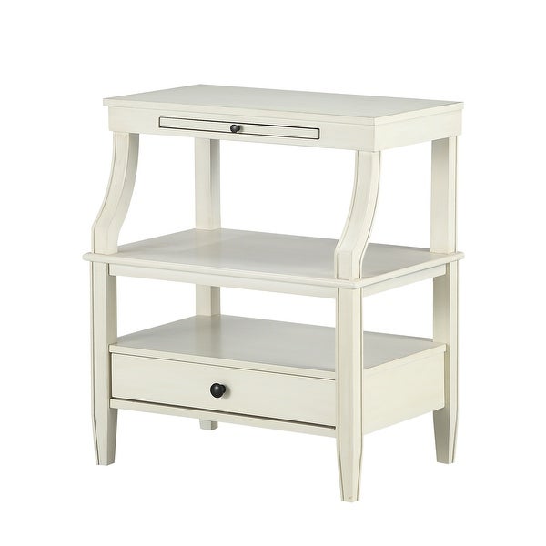 Newland Storage Nightstand， Wooden End Side Table for Living Room