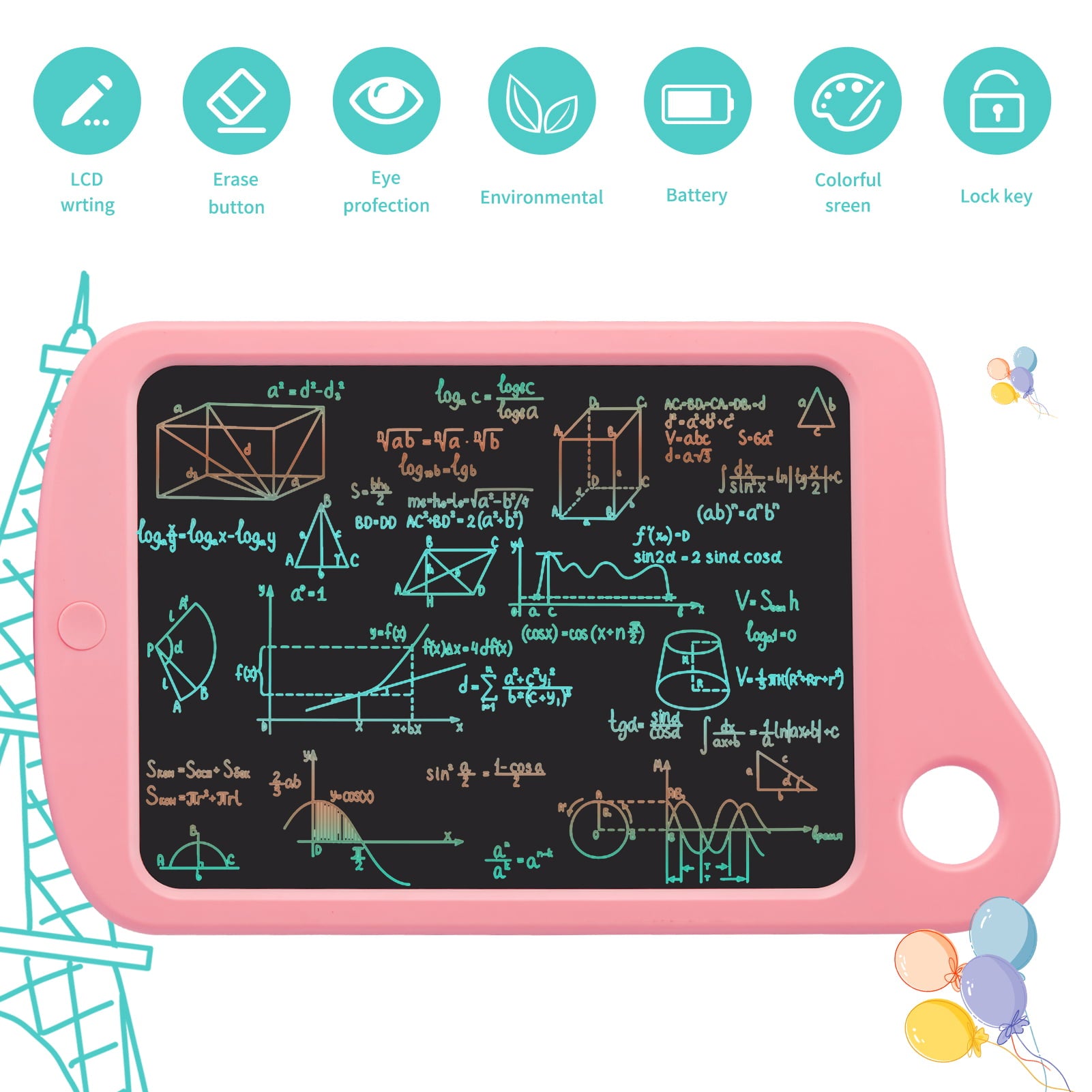 NETNEW 10 Inch LCD Writing Tablet Drawing Board Pad Toys for Girls 3-6 Years Electronic Graphics Tablet Colorful Screen Doodle Learning Board