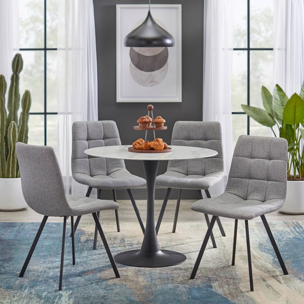 5pc Rho Round Dining Set Gray Buylateral