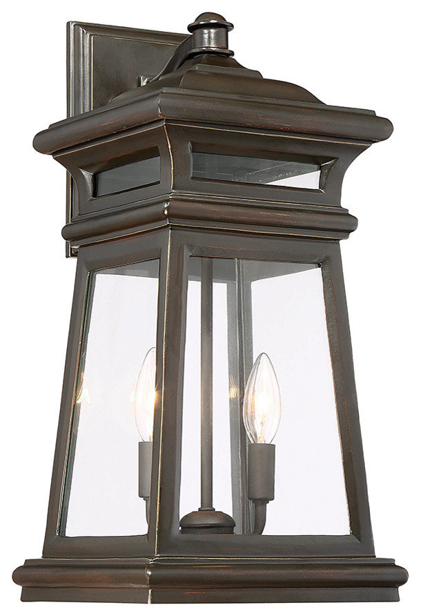 Taylor 2 Light Outdoor Wall Lantern  English Bronze and Gold   Traditional   Outdoor Wall Lights And Sconces   by HedgeApple  Houzz