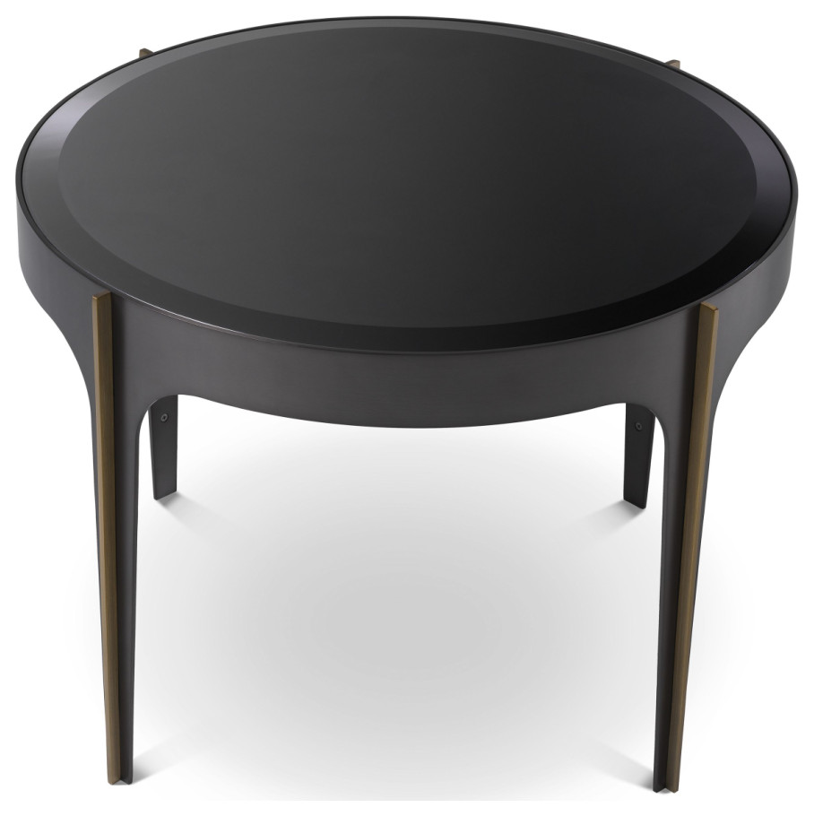 Brass Accent Black Glass Side Table  Eichholtz Artemisa   Midcentury   Side Tables And End Tables   by Oroa   Distinctive Furniture  Houzz