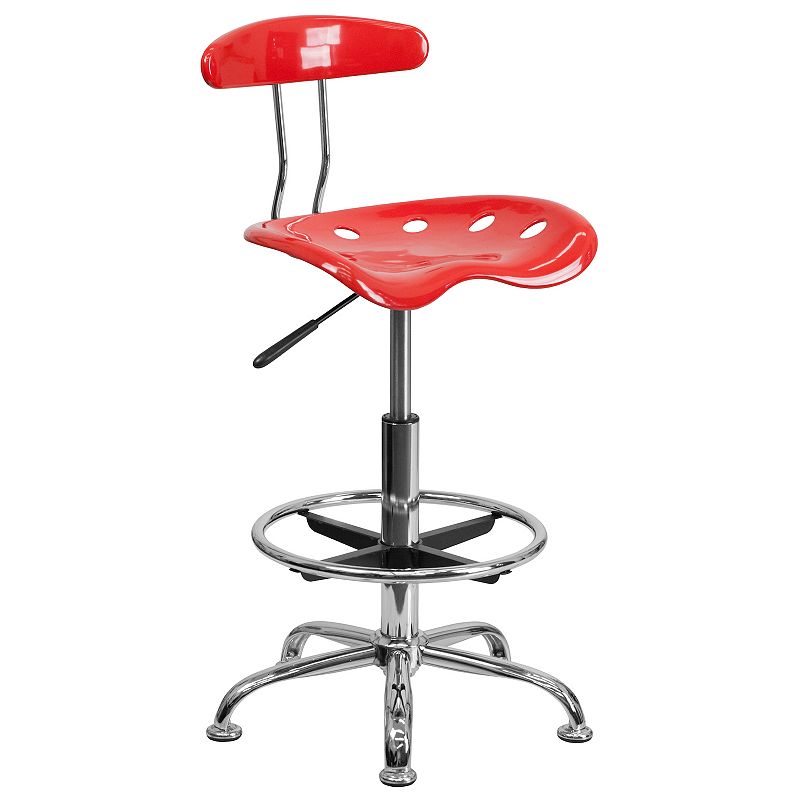 Flash Furniture Bradley Cherry Tomato Tractor Seat Drafting Stool