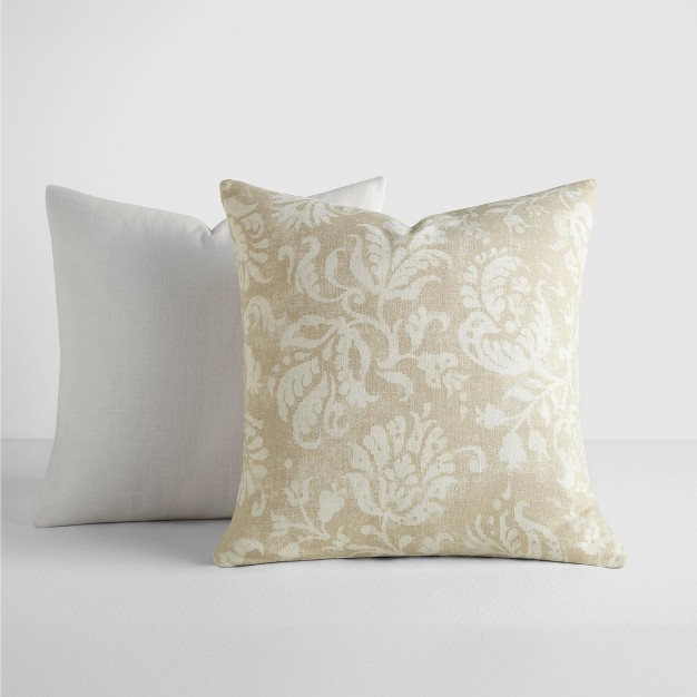 2 pack Cotton Slub Natural Distressed Floral Throw Pillows And Pillow Inserts Set Becky Cameron Distressed Floral Natural