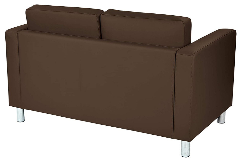 Modern Loveseat  Elegant Chrome Legs With Faux Leather Upholstered Seat   Contemporary   Loveseats   by Decor Love  Houzz